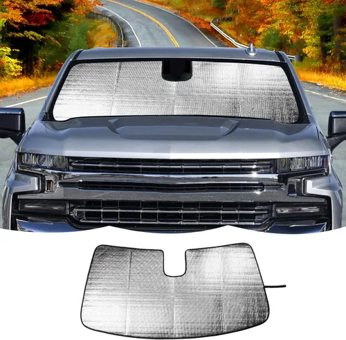 Vista 10 de RT-TCZ Parasol para parabrisas, protector térmico para ventana, parasol para GMC Sierra 2014, 2015, 2016, 2017, para Chevy Silverado 2014-2017