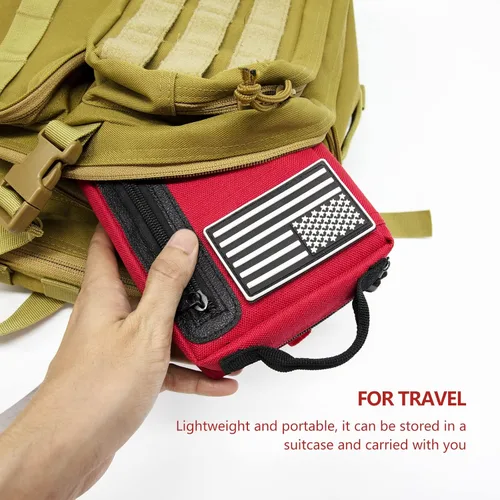 Vista 8 de Kitgo Kit de primeros auxilios, kit de trauma con suministros médicos y herramientas de supervivencia de emergencia, 103 piezas para automóvil