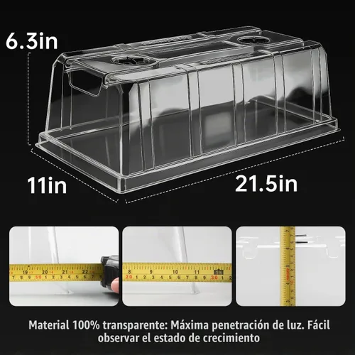 Vista 3 de RooTrimmer Paquete de 10 cúpulas de humedad de 6.3 pulgadas de alto para bandejas 1020, cubiertas de inicio de semillas extra resistentes con 2
