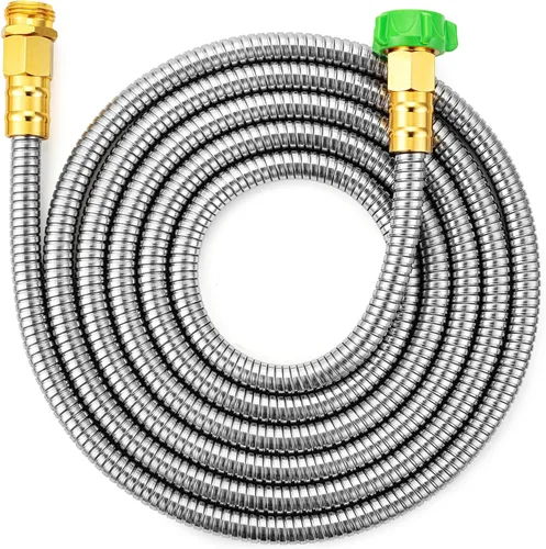Vista 14 de UNCO - Manguera de metal de acero inoxidable, 5 pies - Oro, sin torceduras, manguera de jardín corta
