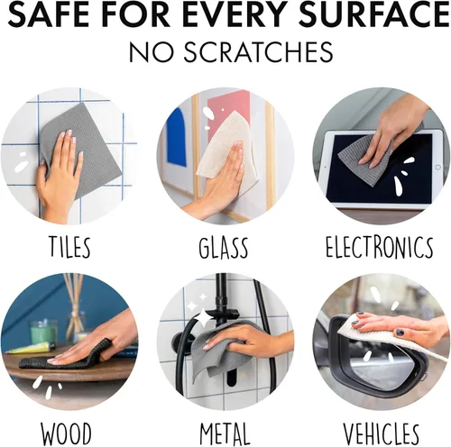 Vista 4 de SUPERSCANDI Paquete de 6 paños de cocina suecos para cocina, 100% biodegradables y compostables, reutilizables, lavables, seguros para alimentos