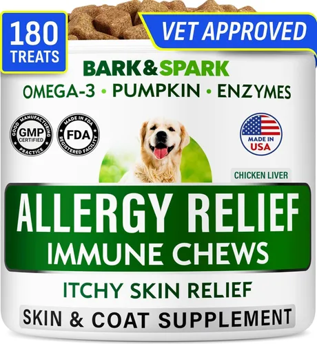 Vista 13 de BARK&SPARK Omega 3 para perros - 180 golosinas de aceite de pescado para la muda de pelo de perros, masticables para alergias en la piel, alivio
