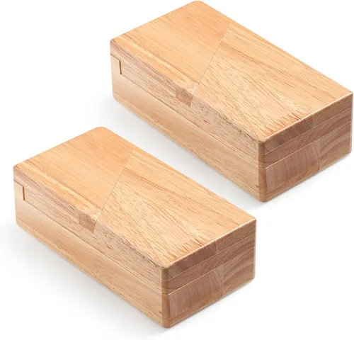 Vista 7 de Zhanmai Paquete de 2 cajas de rompecabezas imposible de madera, caja secreta de rompecabezas con cajón, mini rompecabezas 3D, regalo mágico