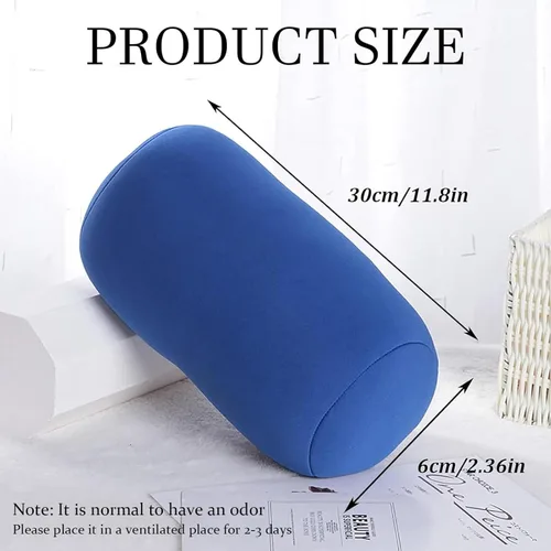 Vista 3 de 2 almohadas de microcuentas de 11.8 x 6.3 pulgadas, almohada cilíndrica para cuello, espalda y brazos, almohadas de viaje esponjosas para automóvil