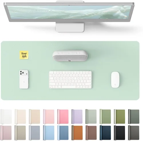 Vista 119 de YSAGi Protector de escritorio de cuero, tapete de oficina, alfombrilla grande para mouse, secante de cuero PU antideslizante, escritorio