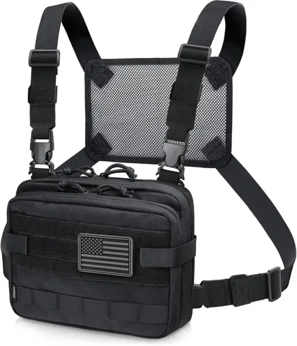 Vista 15 de WYNEX Bolsa táctica grande de administración de diseño de doble capa, bolsa de utilidad Molle EDC EMT con funda de mapa, bolsa modular