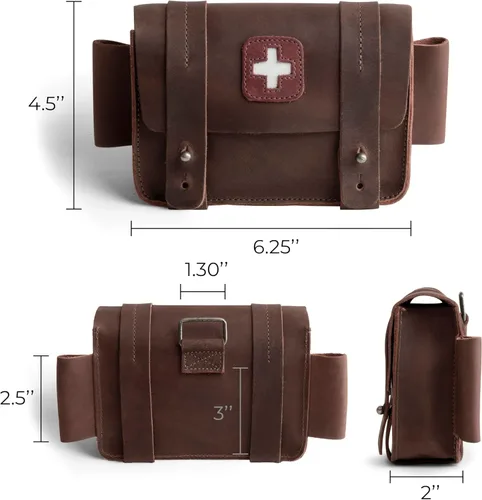 Vista 4 de Hide & Drink, Bolsa de primeros auxilios vacía, Mini bolsa de almacenamiento médico, Bolsa rectangular para kit de supervivencia, Cuero de grano