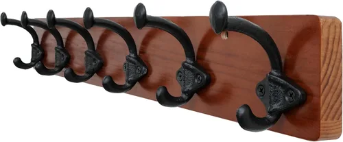 Vista 19 de WEBI Perchero rústico de montaje en pared, 5 ganchos de hierro fundido montados en pared, perchero colgante de servicio pesado, ganchos antiguos