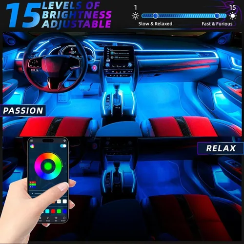 Vista 5 de Luces Interiores del Coche, Luces LED para Accesorios de Coche, Regalos Navideños para Hombres, Mujeres, Adolescentes y Niñas, Luces LED Interiores