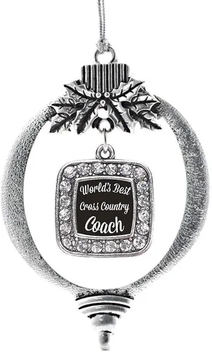 Vista 52 de Inspired Silver - Adorno de flor de iris - Adornos navideños con dije cuadrado de plata con joyas de circonita cúbica