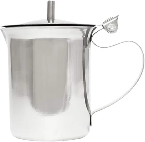 Vista 3 de TrueCraftware Juego de 2 servidores económicos de acero inoxidable de 10 onzas para leche, café, crema, aderezo de ensalada, jarabe de arce, máquina