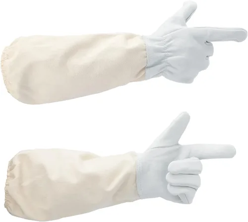 Vista 3 de KINGLAKE Beekeeping Gloves Bee Hive Gloves Goatskin Beekeeping Protective Glove with Sleeves Large for the Beginner Beekeeper