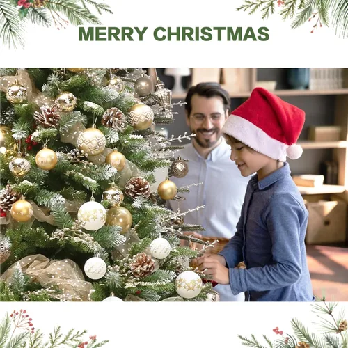 Vista 4 de Juego de adornos de bolas de Navidad, 88 piezas de plástico inastillables para colgar en el árbol de Navidad, para interiores y el hogar, decoración