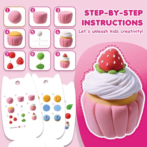 Vista 6 de Kit de arcilla seca al aire para niños, 12 manualidades modelado de arcilla mágica, kits de arcilla con herramientas de escultura y tutoriales
