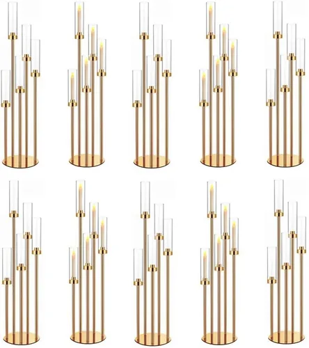 Vista 11 de Candelabro de 35 pulgadas 1 pieza en negro para centros de mesa de 5 brazos, centros de mesa de boda para decoraciones