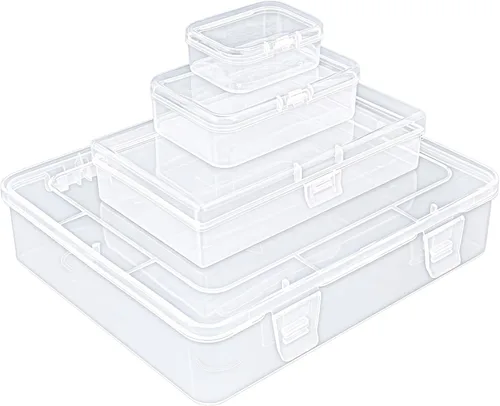 Vista 2 de Goodma Caja organizadora rectangular de plástico transparente con tapas con bisagras para objetos pequeños y otros proyectos de manualidades