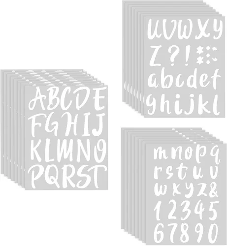 Vista 13 de Outus 576 piezas de 8 hojas de calcomanías de letras adhesivas de vinilo, calcomanías de números del alfabeto, calcomanías de números de buzón