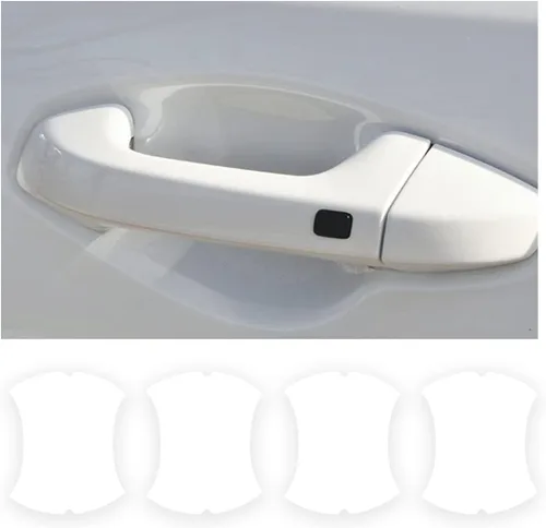 Vista 18 de Blilo 4 calcomanías protectoras universales de fibra de carbono para manijas de puerta, verde, textura de fibra de carbono, antiarañazos, fácil