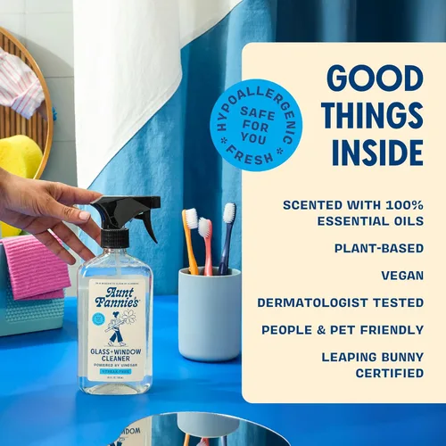Vista 5 de Aunt Fannie's Spray de vinagre de limpieza de vidrio y ventanas, spray natural sin rayas, 16.9 onzas (paquete de 1)