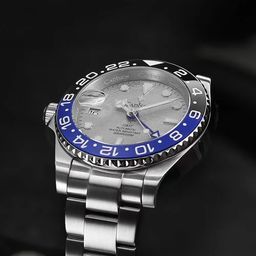 Vista 5 de CADISEN Reloj mecánico automático GMT para hombre, correa de acero inoxidable, impermeable, relojes casuales para hombres