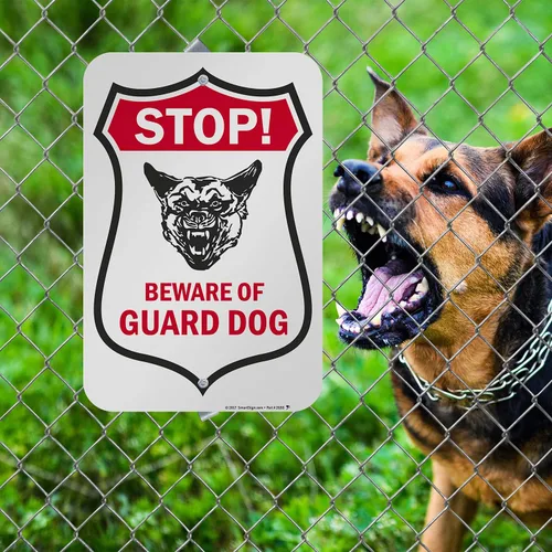 Vista 3 de SmartSign Letrero "Stop - Beware of Guard Dog" Aluminio de 12 x 18 pulgadas