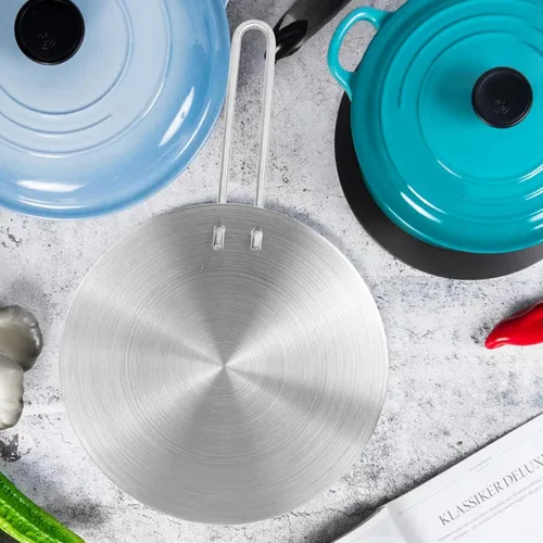 Vista 7 de Fdit Placa difusora de calor para estufa de gas de acero inoxidable, placa de inducción de difusor de calor para estufa de gas eléctrica (9.4 in)