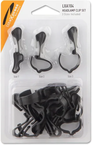 LiteXpress Juego de clips de lámpara de cabeza de material de nailon robusto, negro, 4 piezas