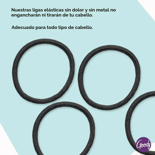 Vista 2 de Goody Ouchless - Elásticos para el cabello, sin tirones, no se rompen, sin enredos para cabello grueso, rizado, rizado y texturizado, 15