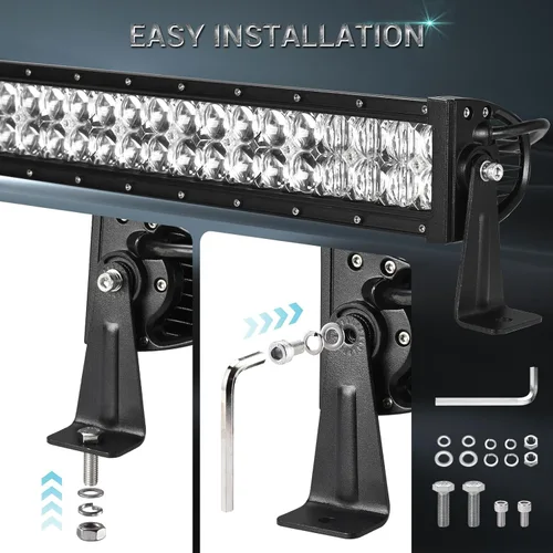 Vista 4 de Audak Kit de soportes de montaje lateral para barra de luz LED, montaje lateral universal de acero inoxidable con recubrimiento en polvo negro