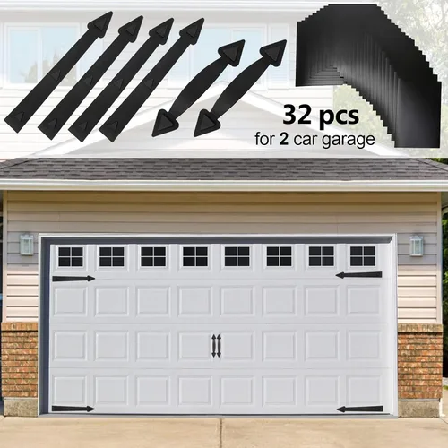 Vista 8 de Kit de decoración magnética para puerta de garaje Eapele incluye 16 ventanas magnéticas, 4 bisagras de ventanas de imitación y 2 manijas negras