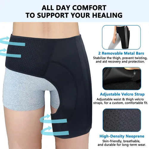 Vista 2 de AIDY-PRO Soporte de cadera para hombres y mujeres, soporte ajustable de compresión para la ingle, soporte de cadera para alivio del dolor de ciática
