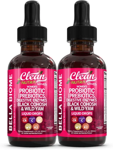 Vista 9 de Probióticos líquidos para mujeres con chasteberry, cohosh negro, prebióticos, enzimas digestivas, aceite de onagra, ñame silvestre, dmanosa