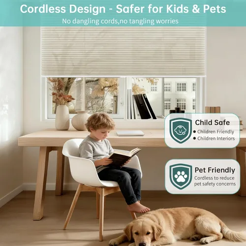 Vista 26 de Changshade Persianas Opacas, Persianas Celulares sin Cordón, Persianas Opacas de Panal de Abeja, Persianas de Oscurecimiento de Habitación