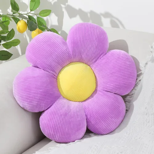 Vista 24 de Almohada en forma de flor rosa, cojín de suelo de 13.7 pulgadas, cojín de flor para sofá, sofá cama, almohada suave de margarita, cojín decorativo