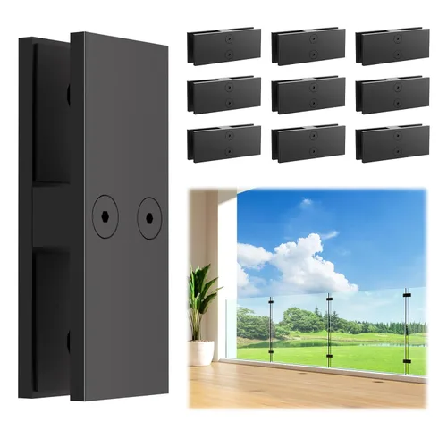 Vista 8 de LukLoy Abrazadera de Barandilla, Soporte de Acero Inoxidable 304 Negro para Barandilla de Balaustrada de Vidrio Valla de Piscina (1, 90 Grados)