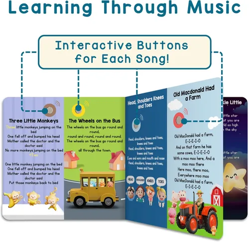 Vista 2 de LEARNING BUGS Rimas infantiles: canta junto con 28 canciones favoritas de guardería, libros musicales para niños pequeños, libro de música de 28