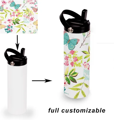 Vista 4 de Paquete de 25 vasos de sublimación con tapa flexible y popote de 20 onzas, vasos de acero inoxidable de doble pared con tapa para bricolaje