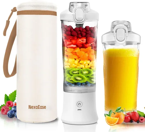Vista 18 de Licuadora personal portátil para batidos, batidos de proteínas, bebidas congeladas, botella de licuadora de 24 onzas con boquilla para sorber, tapa