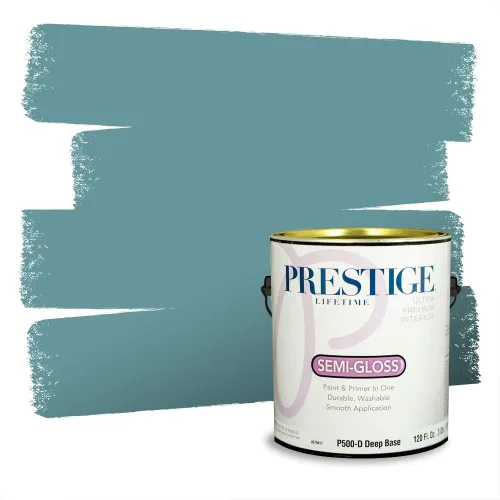 Vista 224 de Prestige Paints - Pintura exterior e imprimación en uno, 1 galón, plano, coincidencia comparable con Behr Misty Isle, P500-N-MQ5-62