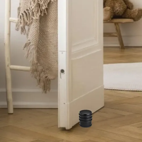 Vista 2 de Sumnacon Tope de puerta de piso resistente, sin taladro, tope de puerta de acero inoxidable duradero con goma antideslizante, tope de puerta