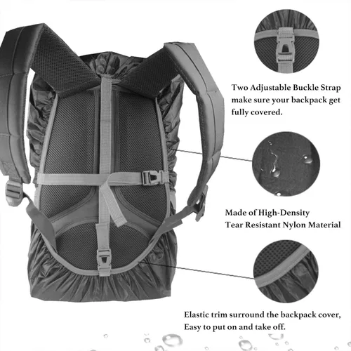 Vista 5 de Frelaxy Funda para Mochila de Alta Visibilidad con Tira Reflectante, 100% Impermeable, Funda de Mochila Ultraligera, Bolsa de Almacenamiento, Correa