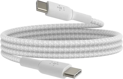Vista 13 de Belkin BoostCharge - Cable trenzado USB-C a USB-C (1M/3.3 pies) para iPhone 16, iPhone 16 Pro, iPhone 16 Pro Max, Galaxy S25, S24, Note, Pixel 9