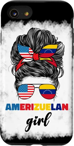 Vista 18 de Funda para iPhone 13 Pro Max Half American And Venezuelan USA Bandera de Venezuela Girl