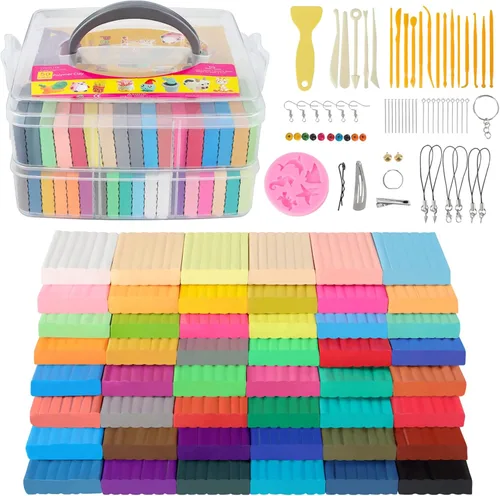 Vista 11 de Kits de arcilla polimérica de 50 colores, arcilla para modelar para niños, molde de bricolaje, horno, arcilla con caja de almacenamiento