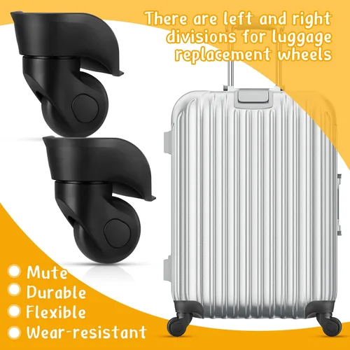 Vista 5 de Silkfly Juego de 4 piezas de reparación de ruedas de equipaje de repuesto para maleta de viaje con reemplazo de tornillo, ruedas izquierda