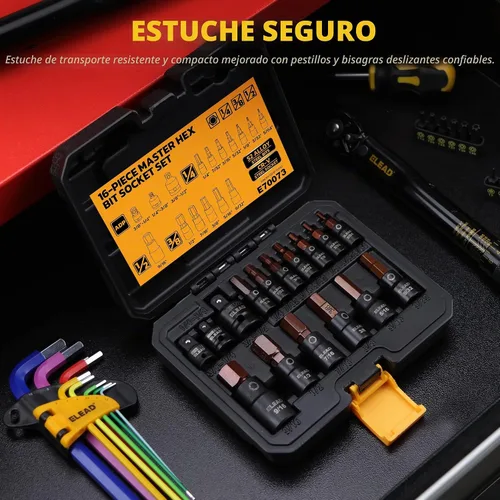 Vista 8 de Juego de extensión de enchufe de impacto de 18 piezas: barra de extensión de enchufe de accionamiento de 1/4", 3/8" y 1/2", juego de adaptadores