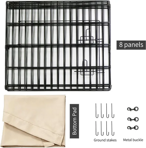 Vista 40 de PETIME - Corral plegable de metal para ejercicio de perros/Parque de juegos para cachorros con 8 paneles para interior/exterior, valla de patio
