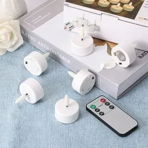 Vista 9 de ANGELLOONG Velas LED de té que funcionan con pilas, velas parpadeantes sin llama con control remoto y temporizador, vela eléctrica para celebración