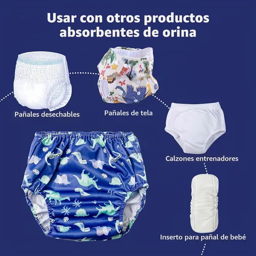 Vista 4 de BISENKID Cubierta de pañales de goma para pantalones de plástico, fundas de pañales de plástico elásticas para ropa interior de plástico para niños