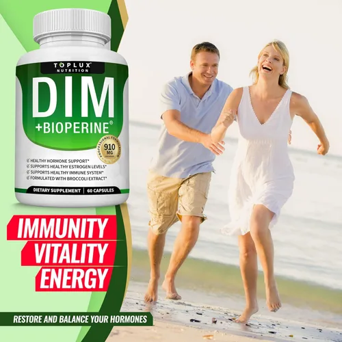 Vista 6 de Dim Supplement 910 mg Plus BioPerine Complex - Diindolilmetano para apoyar el equilibrio hormonal y el metabolismo del estrógeno, ayuda